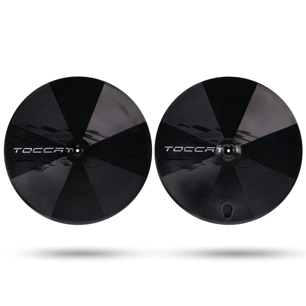 TOCCAY carbon disc rear wheel and tri-spoke front wheel, TT wheelset package